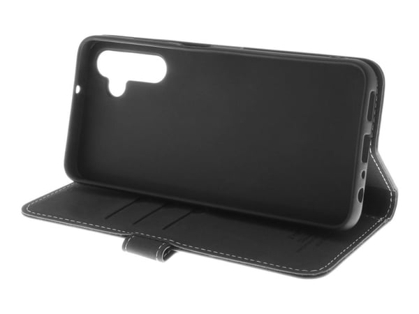 Insmat Exclusive - Lommebok for mobiltelefon - lær, kartong+papir+aluminiumsfolie, termoplastisk polyuretan (TPU) holder, bomullssting - svart - fo...