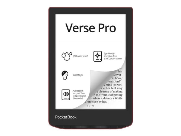 PocketBook Verse PRO - eBook-leser - Linux 3.10.65 - 16 GB - 6" 16 grånivåer (4-bts) E Ink Carta (1072 x 1448) - berøringsskjerm - Bluetooth, Wi-Fi...