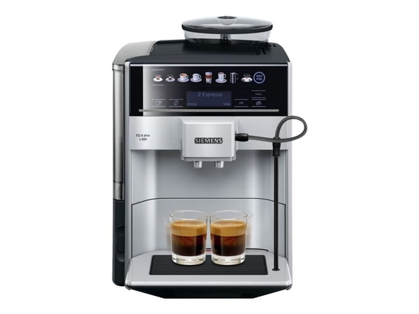 Siemens TE653311RW, Espressokone, 1,7 L, Kahvipavut, Sisäänrakennettu jauhin, 1500 W, Musta, Hopea