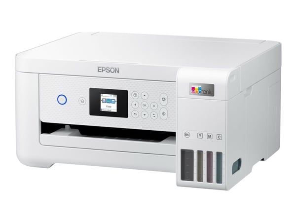 Epson EcoTank ET-2856 - Multifunksjonsskriver - farge - ink-jet - påfyllbar - A4 (medie) - opp til 10.5 spm (trykking) - 100 ark - Wi-Fi, USB - hvit