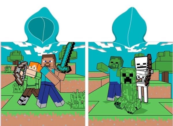 Minecraft Poncho hupullinen kylpypyyhe - 100 prosenttia puuvillaa
