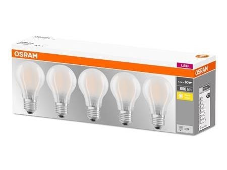 OSRAM LED BASE - LED-lyspære - form: A - mattslipt finish - E27 - 7 W (ekvivalent 60 W) - klasse E - varmt hvitt lys - 2700 K