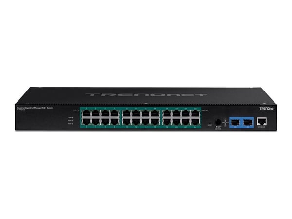 TRENDnet TI-RP262I - Industrial - switch - Styrt - 24 x 10/100/1000 (PoE+) + 2 x SFP - rackmonterbar - PoE+ - TAA-samsvar