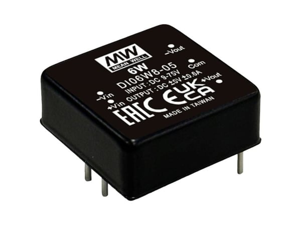Mean Well DI06W8-05 DC/DC-muunnin, tulostus 48 V/AC -5 V 0,6 A 6 W Lähtöjen määrä: 2 x Sisältö 1 kpl