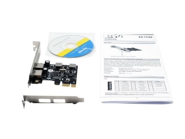 EXSYS EX-11192, PCIe, USB 3.2 Gen 1 (3.1 Gen 1), Hankjønn, China, Hunkjønn, Hunkjønn
