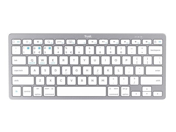 Trust - Tastatur - trådløs - Bluetooth 4.0 - QWERTY - USA - sølv