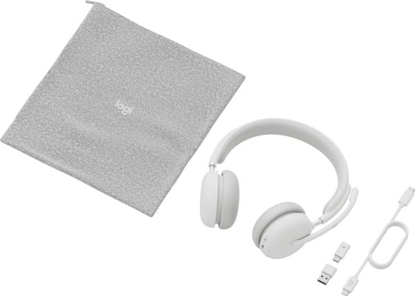 Logitech Zone Wireless 2 - Hodesett - on-ear - Bluetooth - trådløs - aktiv støydemping - USB-C via Bluetooth-adapter - elfenbenshvit - Certified fo...
