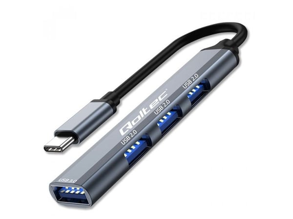 Qoltec - Hub - 1 x SuperSpeed USB 3.0 + 3 x USB 2.0 - stasjonær