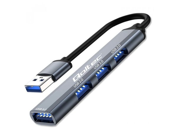 Qoltec - Hub - 1 x SuperSpeed USB 3.0 + 3 x USB 2.0 - stasjonær