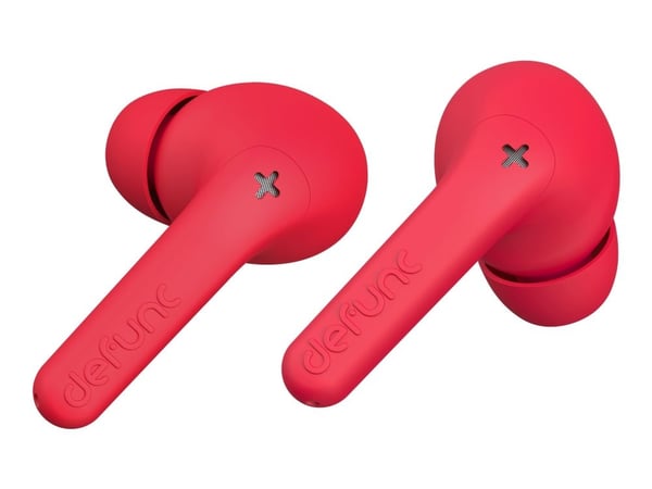 DeFunc TRUE AUDIO - True wireless-hodetelefoner med mikrofon - i øret - Bluetooth - rød