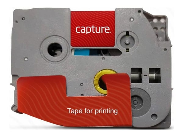 Capture - Nylon - svart på transparent - Rull (0,9 cm x 8 m) 1 kassett(er) hengeboks - laminert teip (alternativ for: Brother TZE121)