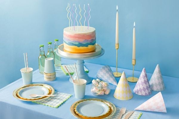 PartyDeco SCS-10-000, Stearinlys, Lilla, Blå, Grønn, Rosa, Gult, 8 stykker
