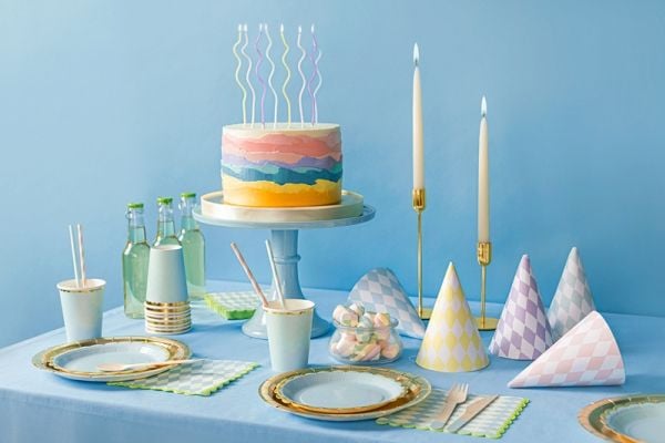 PartyDeco SCS-10-000, Stearinlys, Lilla, Blå, Grønn, Rosa, Gult, 8 stykker