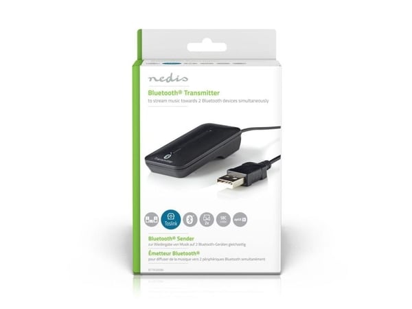 Nedis BTTR200BK, Bluetooth, USB, 3.0+HS, 10 m, Lajittelu, Muovi