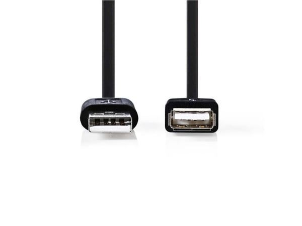 Nedis - USB-förlängningskabel - USB (hane) till USB (hona) - USB 2.0 - 2 m - rund - svart