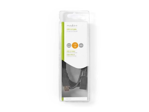 Nedis - USB-förlängningskabel - USB (hane) till USB (hona) - USB 2.0 - 2 m - rund - svart