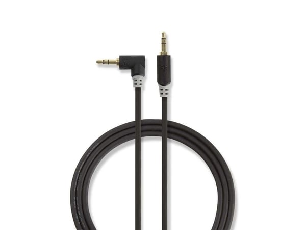 Nedis - Lydkabel - mini-phone stereo 3.5 mm hann rett til mini-phone stereo 3.5 mm hann vinklet - 1 m - antrasitt - rund