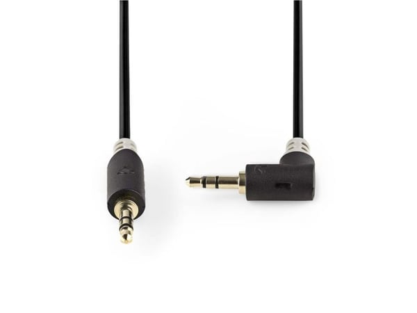 Nedis - Lydkabel - mini-phone stereo 3.5 mm hann rett til mini-phone stereo 3.5 mm hann vinklet - 1 m - antrasitt - rund