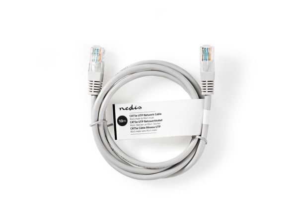 Nedis - Nettverkskabel - RJ-45 (hann) til RJ-45 (hann) - 100 m - UTP - CAT 5e - formstøpt, rund - grå