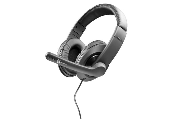 Cellularline 8018080422805, Koblet med ledninger (ikke trådløs), Samtaler/musikk, 320 g, Hodesett, Svart