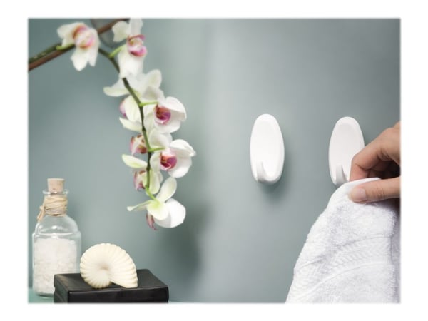 Tesa Powerstrips Large Oval - Selvklebende krok - hvit (en pakke 2)
