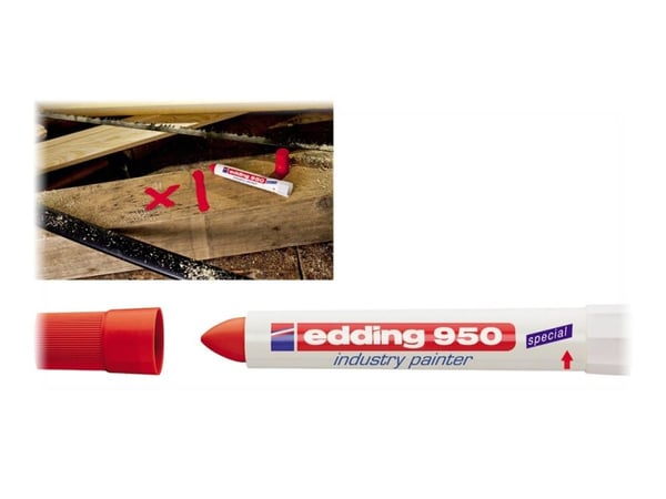 edding 950 industry - Markørstift - permanent - for metall, papir med ru overflate - rød - 10 mm edding 950 industry - Markørstift - permanent - for metall, papir med ru overflate - rød - 10 mm