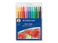 STAEDTLER Noris Club 221 - Fargeblyant - voks - assorterte farger - retraktil (en pakke 12)