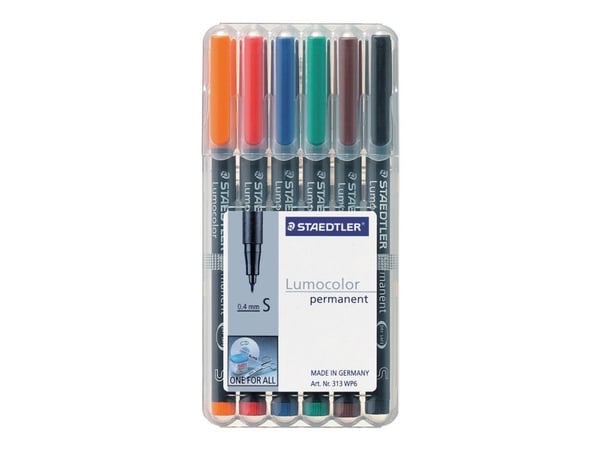 STAEDTLER Lumocolor 313 - Markør - permanent - 0.4 mm - superfin (en pakke 6)
