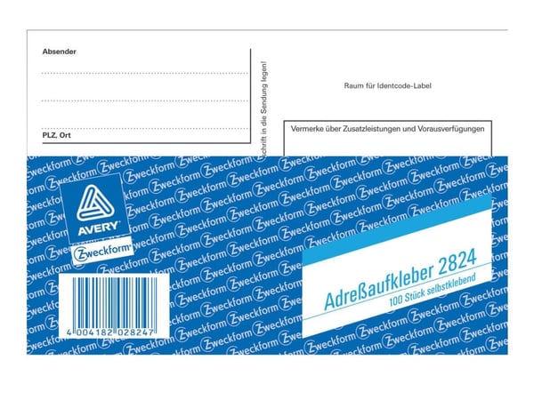 Avery 2824, Valkoinen, Suorakulmio, A6, Paperi, 148 mm, 105 mm