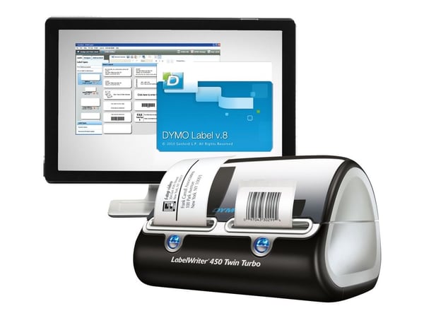 DYMO LabelWriter 450 Twin Turbo - Etikettskriver - direktetermisk - Rull (6,2 cm) - 600 x 300 dpi - inntil 71 etiketter/min - kapasitet: 2 ruller -...