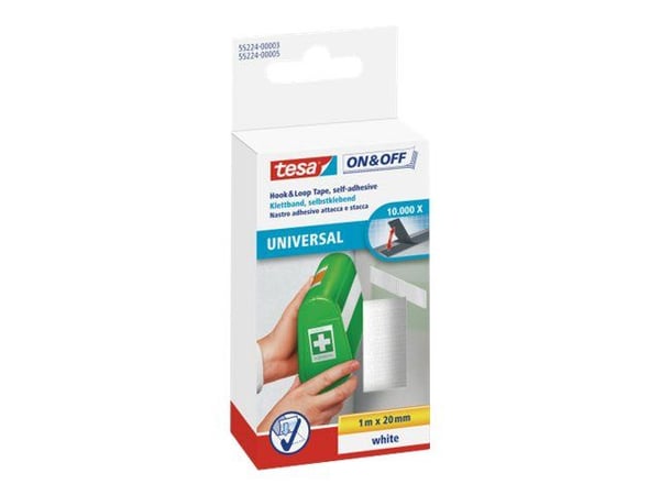 Tesa On & Off - Festeklister - 2 cm x 1 m - hvit