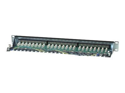 Intellinet Patch Panel, Cat6, FTP, 24-Port, 1U, Shielded, 90° Top-Entry Punch-Down Blocks, Black - Koblingspanel - CAT 6 - FTP - RJ-45 X 24 - svart...