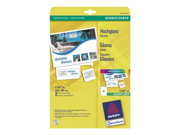 Avery - Blank - glanset - 209 x 295 mm 40 ark fotopapir