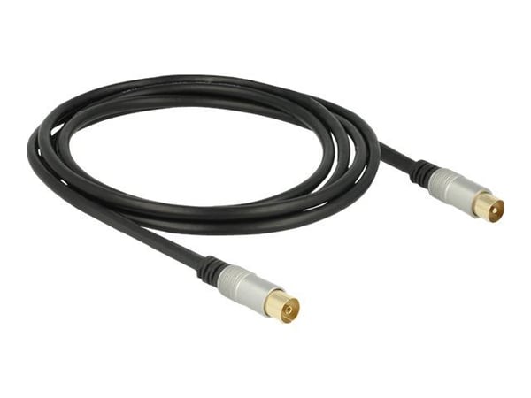 Delock Premium - Antenneforlengelseskabel - IEC-kobling hunn til IEC-kobling hann - 2 m - firedobbelt-skjermet koaksial - 120 dB - svart