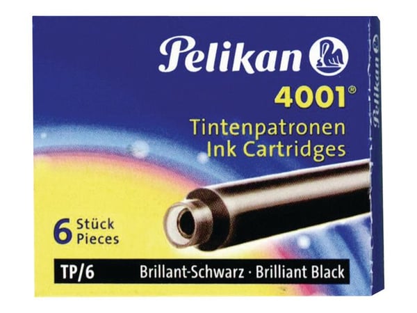Pelikan TP/6, Musta, Musta, Mustekynä, CE, 6 kpl (short)