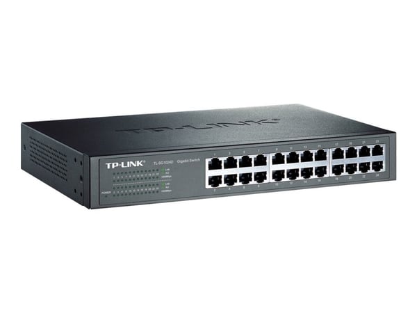TP-Link TL-SG1024D, Hallitsematon, Gigabit Ethernet (10/100/1000), Täysin kaksipuolinen, Telineasennus