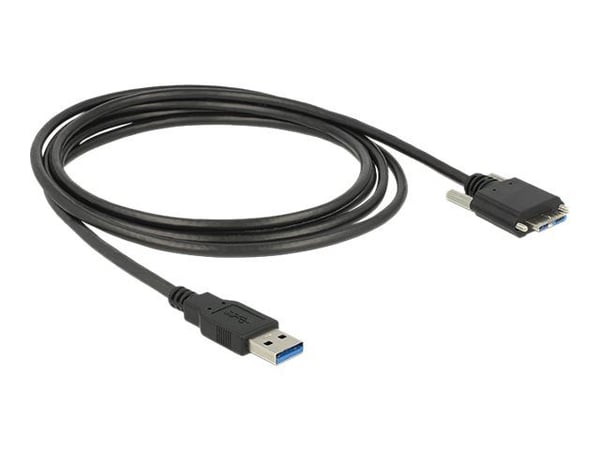 Delock - USB-kaapeli - Micro-USB Type B (han) til USB Type A (han) - USB 3.0 - 3 m - tommelskruer - sort
