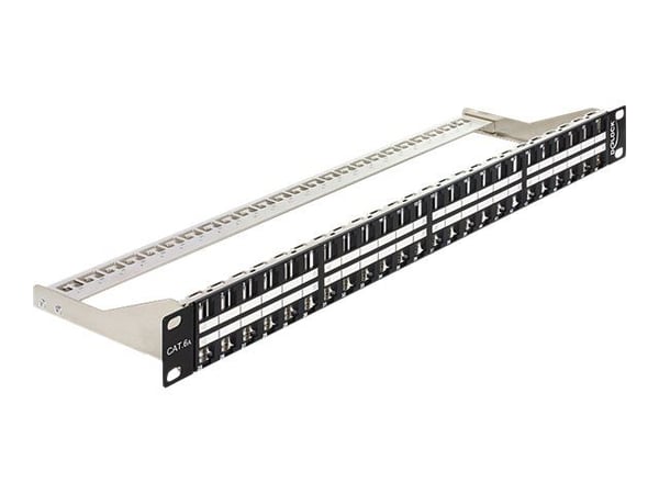 Delock Keystone Patch Panel - Koblingspanel - svart - 1U - 19" - 48 porter