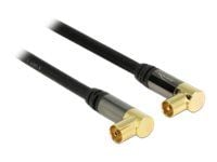 Delock - Antennekabel - IEC-kobling hunn til IEC-kobling hann - 5 m - koaksial - 85 dB - svart - 90° kontakt