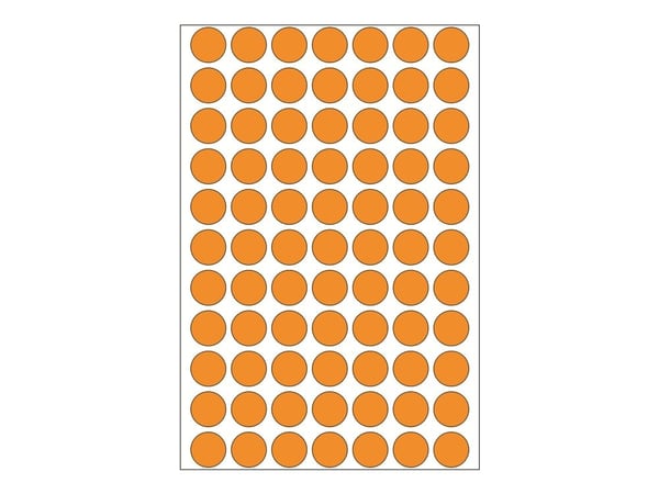 HERMA - Permanet adhesiv - luminøs oransje - 13 mm rund 1848 etikett(er) (24 ark x 77) merkelapper HERMA - Permanet adhesiv - luminøs oransje - 13 mm rund 1848 etikett(er) (24 ark x 77) merkelapper