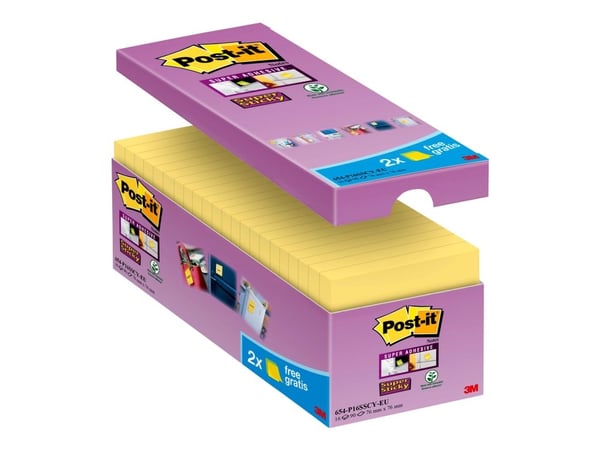 Post-it SS-Notes 76x76 mm V-pack gul (16 stk.)