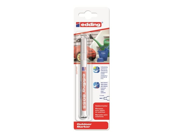 edding 8055 outdoor - Markør - permanent - for metall, plast, kartong - hvit - 1-2 mm