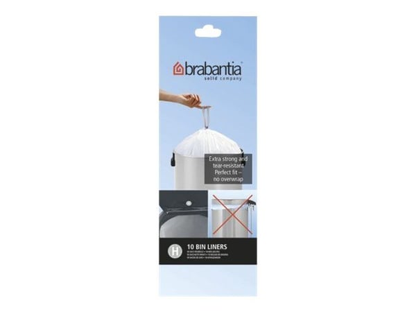 Brabantia Size H - Søppeldunkfôr - trekksnor - 50 L - høytetthetspolyetylen (LDPE) - hvit - pakke av 1 x 10