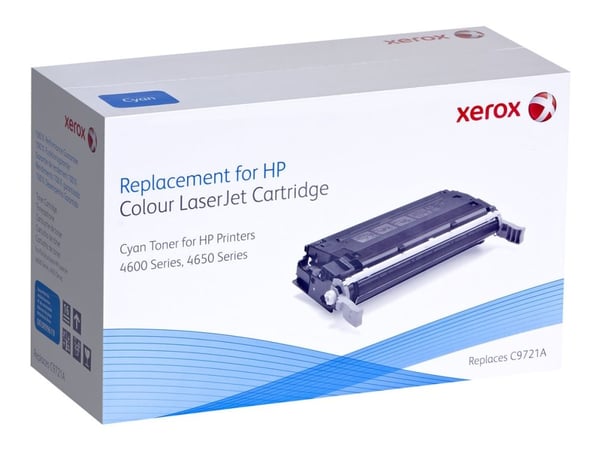 Xerox Värikasetti, syaani. Vastaa tuotetta HP C9721A. Yhteensopiva avec HP Colour LaserJet 4600/4650-tulostimen kanssa, 8000 sivua, 8000 sivua, Sya...