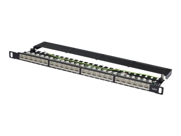 DIGITUS DN-91624S-SL-SH - Koblingspanel - CAT 6 - STP - RJ-45 X 24 - svart, RAL 9005 - 0.5U - 19"