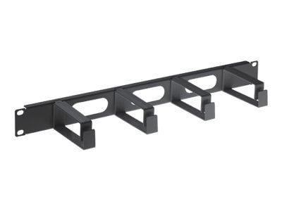 Intellinet 19" Cable Management Panel, 1U, 4 long plastic rings, Black - Rackkabelstyringspanel - svart, RAL 9005 - 1U - 19"