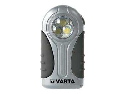 Varta 16647, Käsikokoinen taskulamppu, Musta, Hopea, Muovi, Kumi, LED, 3 lamppua, 28 lm
