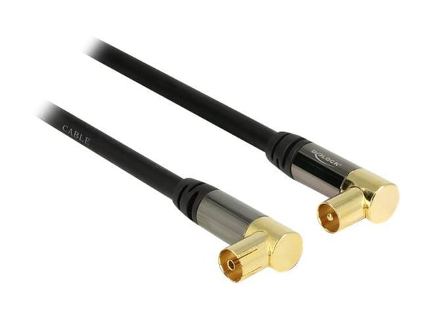 Delock - Antennikaapeli - UHF-liitin naaras UHF-liitin uros - 2 m - koaksiaalinen - musta - kulmaliitin