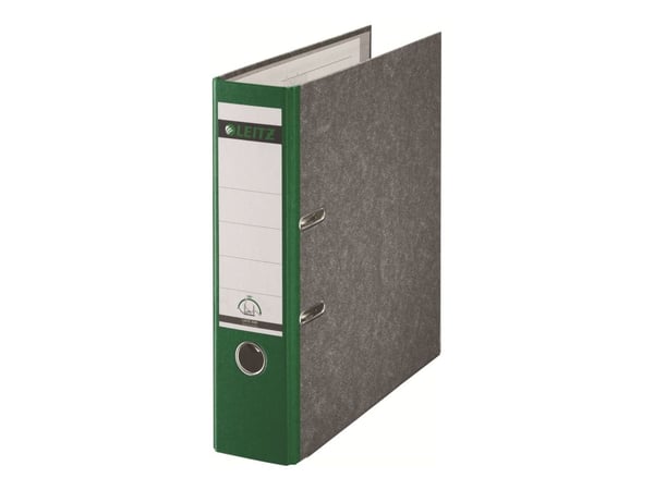 LEITZ skymarmormappe, 180 grader, DIN A4, 80 mm, grønnfarget bakside, pappomslag, utside med skymarmor (1080-50-55)