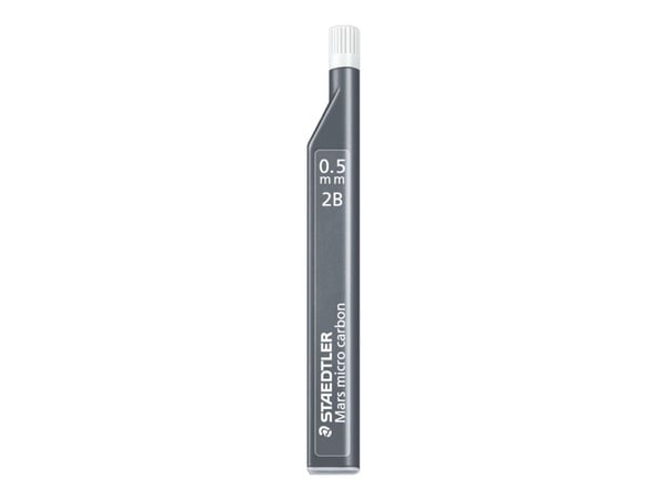 STAEDTLER Mars micro carbon - Bly for blyant - 2B - kullsvart - 0.5 mm (en pakke 12) - for P/N: 762 05-3, 77505, 779 05-2, 779 05-3, 779 05-9